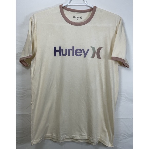 Hurley Other - NWOT Men's Hurley Ringer Crew Neck Graphic T-Shirt Cream & Tan 100% Cotton Large